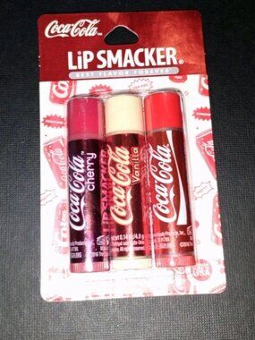 3 Lip Smackers Coca Cola Lip Balms Get 1 Coca Cola Classic, 1 Cherry &1 Vanilla